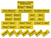 Набор магнитных карточек "Вопросы к членам предложения" (фон жёлтый) - fgospostavki.ru - Вологда