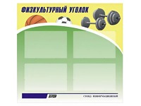 Стенд информационный "Физкультурный уголок" (80х75 сантиметров, 4 кармана, алюминиевый профиль) - fgospostavki.ru - Вологда