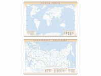Фрагмент (демонстрационный) маркерный (двухсторонний) "Карта мира и Российской Федерации" (немая) с комплектом тематических магнитов - fgospostavki.ru - Вологда