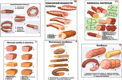 Плакаты ПРОФТЕХ "Ассортимент колбасной и мясной продукции" (11 пл, винил, 70х100) - fgospostavki.ru - Вологда