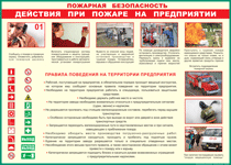 Таблица "Действия при пожаре на предприятии" (100х140 сантиметров, винил) - fgospostavki.ru - Вологда