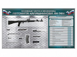 Электрифицированный стенд "Основные части и механизмы автомата Калашникова АК-74М" с полноразмерными, оригинальными макетами деталей и механизмов под стеклом - fgospostavki.ru - Вологда