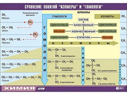 Таблица демонстрационная "Сравнение понятий изомер и гомолог" (винил 100x140) - fgospostavki.ru - Вологда