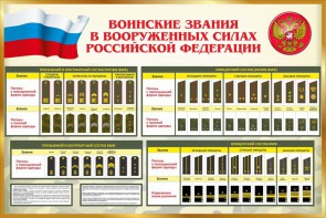 Стенд "Воинские звания в вооруженных силах РФ" - fgospostavki.ru - Вологда